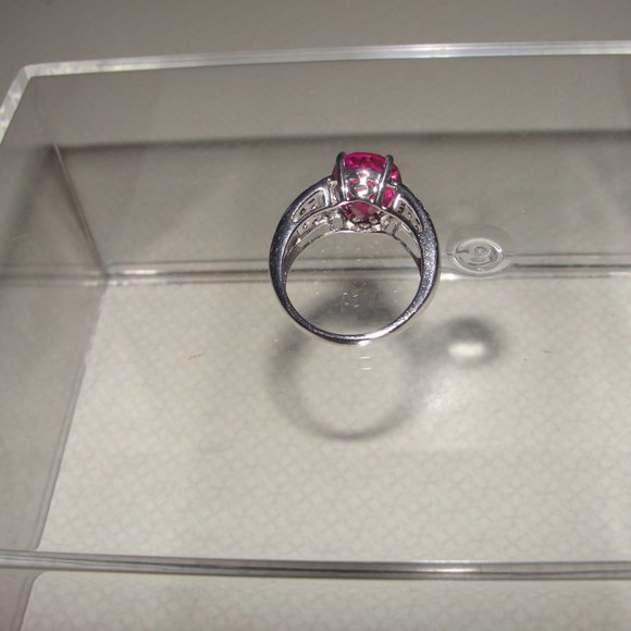 2.62CT Oval Lab Bixbite, .43CTW Rhodolite Ring 8 - Picture 4 of 8